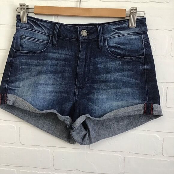 GUESS jeans shorts distressed blue denim size 26 sexy mini shorts stretchy - Picture 2 of 9
